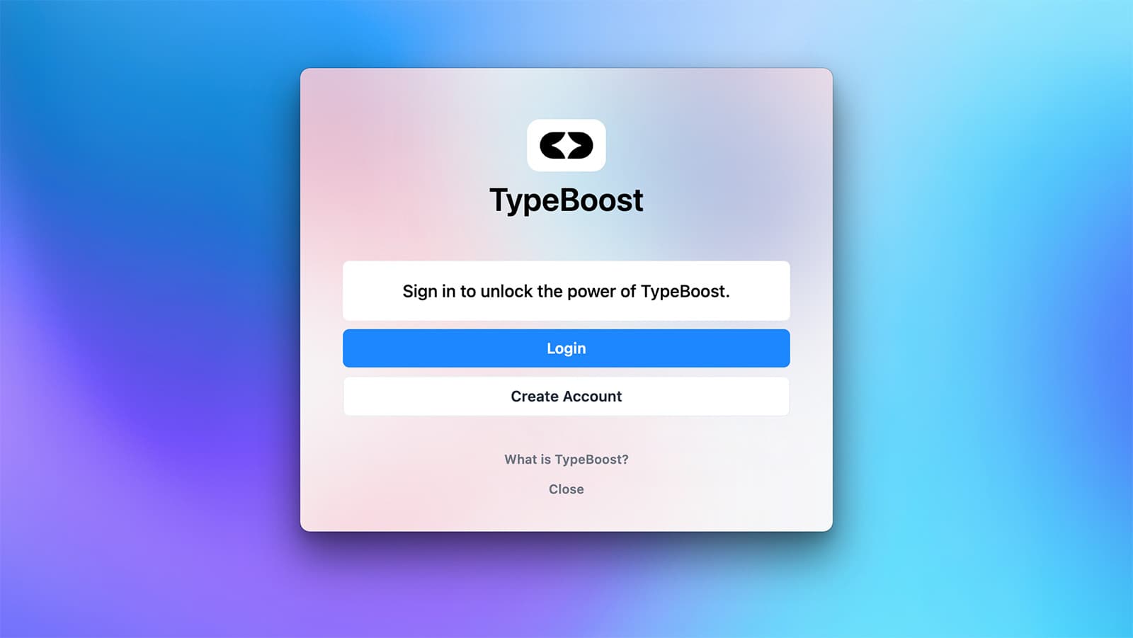 TypeBoost sign in dialog